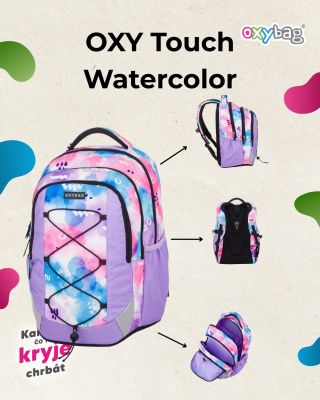 Pestrofarebná novinka v našom e-shope 💙 🩷 Študentský batoh OXY Touch Watercolor - ľahký, priestranný a ergonomický...