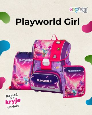 Playworld Girl 👧💗 3-dielna sada Premium v najobľúbenejšom dizajne teraz aj v dievčenskom prevedení! 🎮 Ak školáčky doteraz...